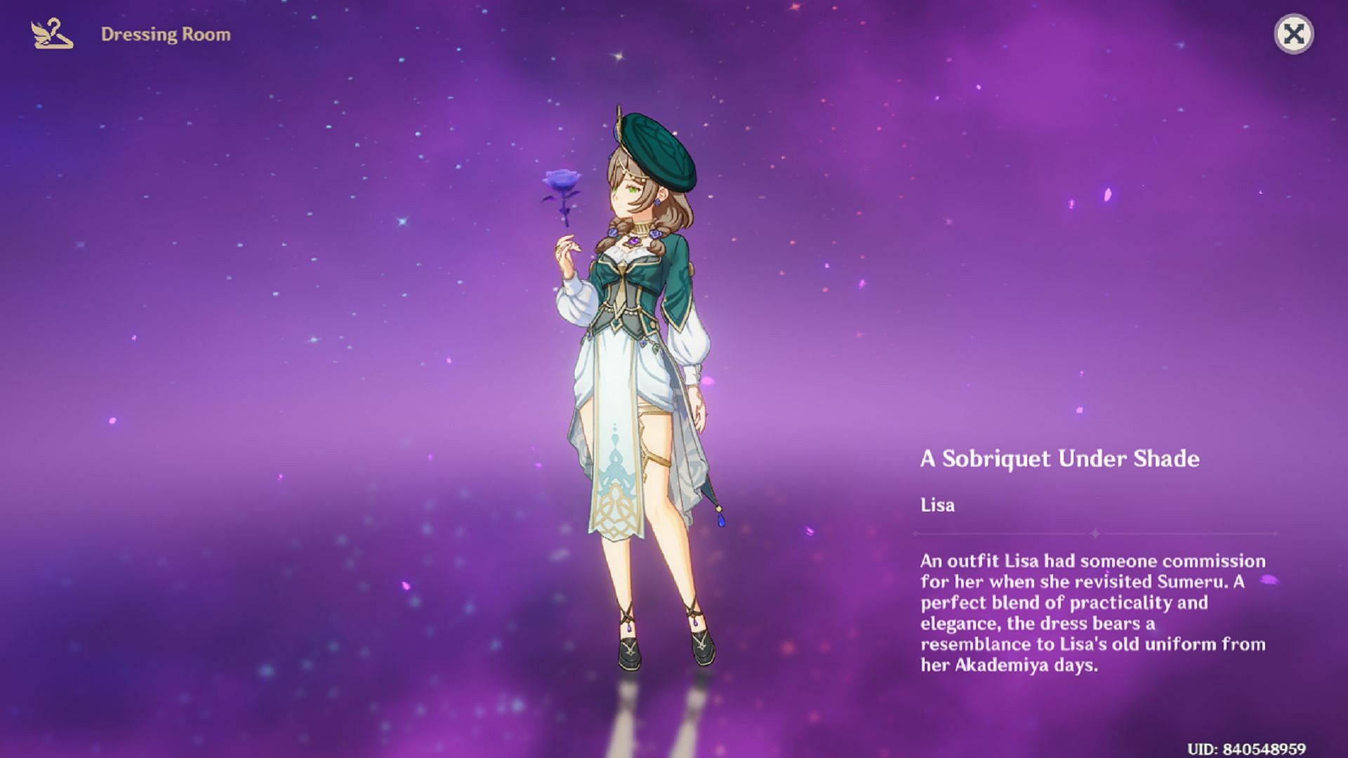 Lisa's skin showcase (Image via HoYverse)